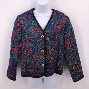 Russ Sz 10P Quilted Jacket Silky Lightweight Retro Vintage Paisley NOS NWT